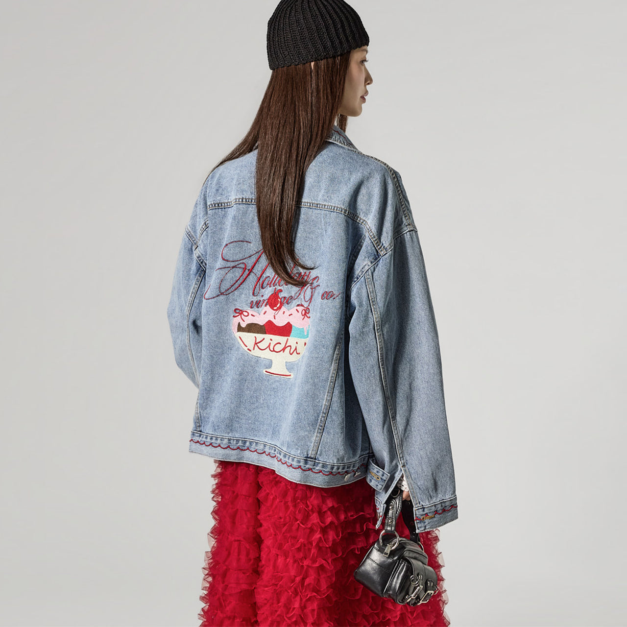 J3124 Scallop Stitch Denim Jacket