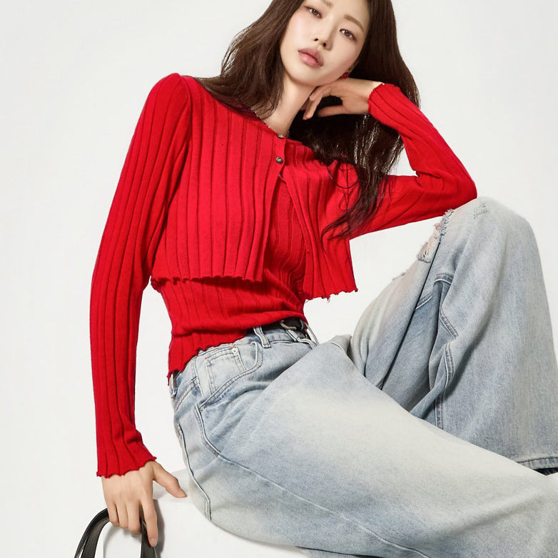 J3167 无袖开衫套装