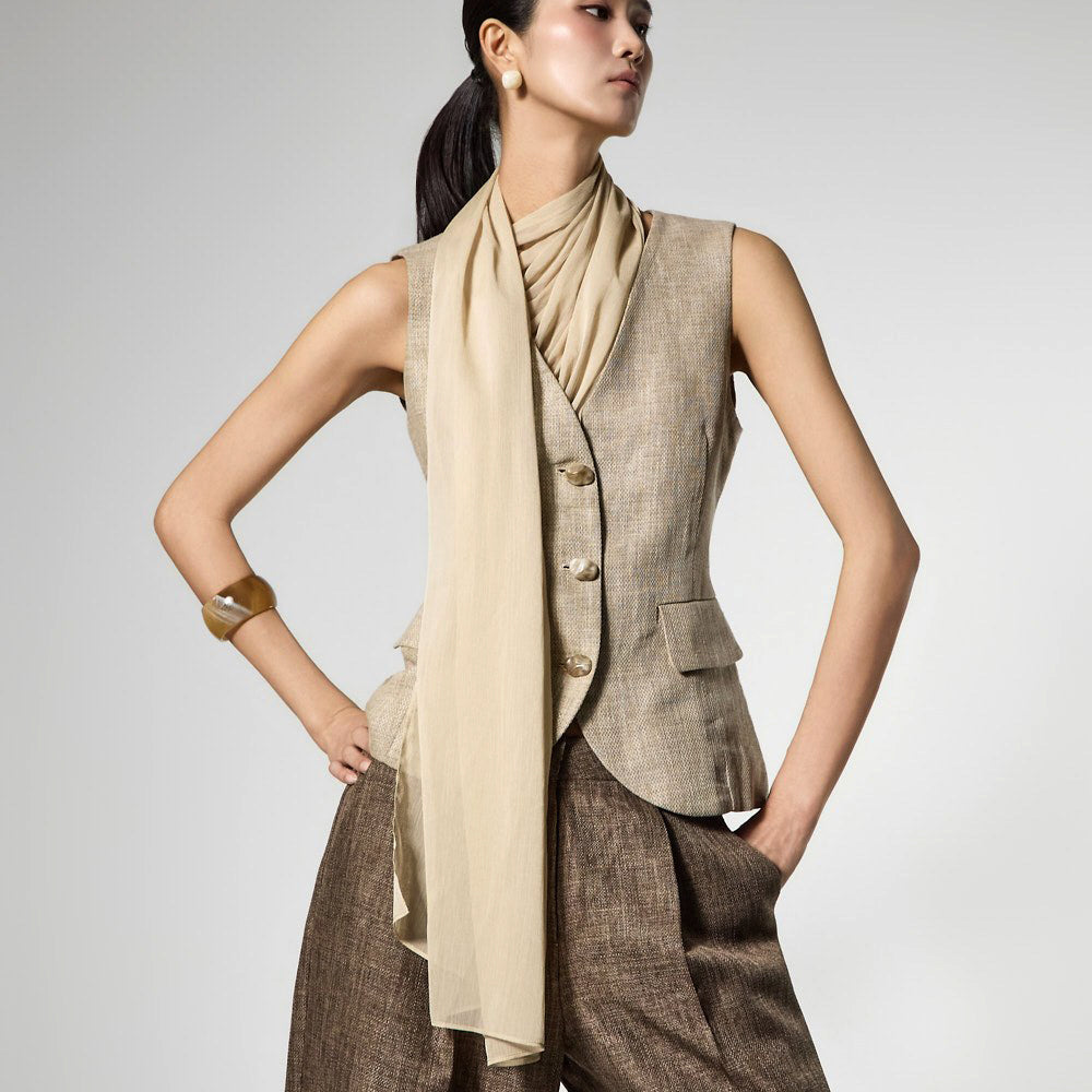 J3202 Linen Scarf Vest