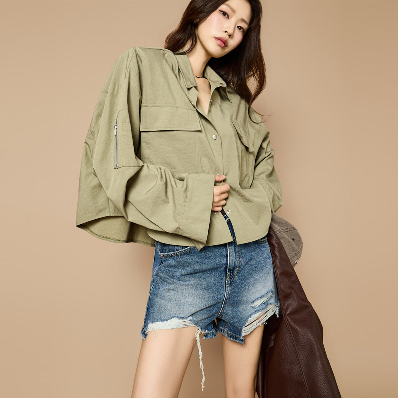 J3213 Pocket Crop Jacket