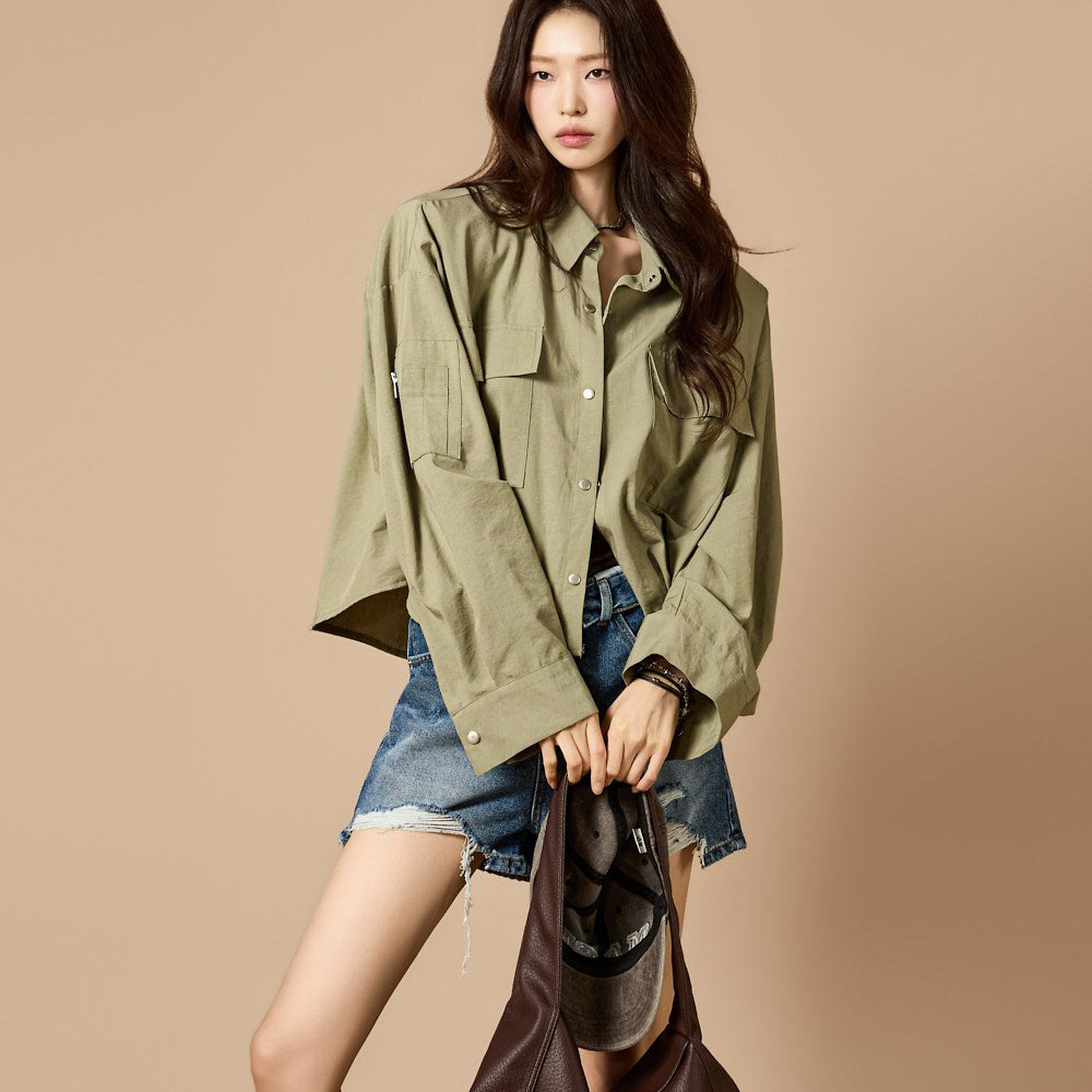J3213 Pocket Crop Jacket