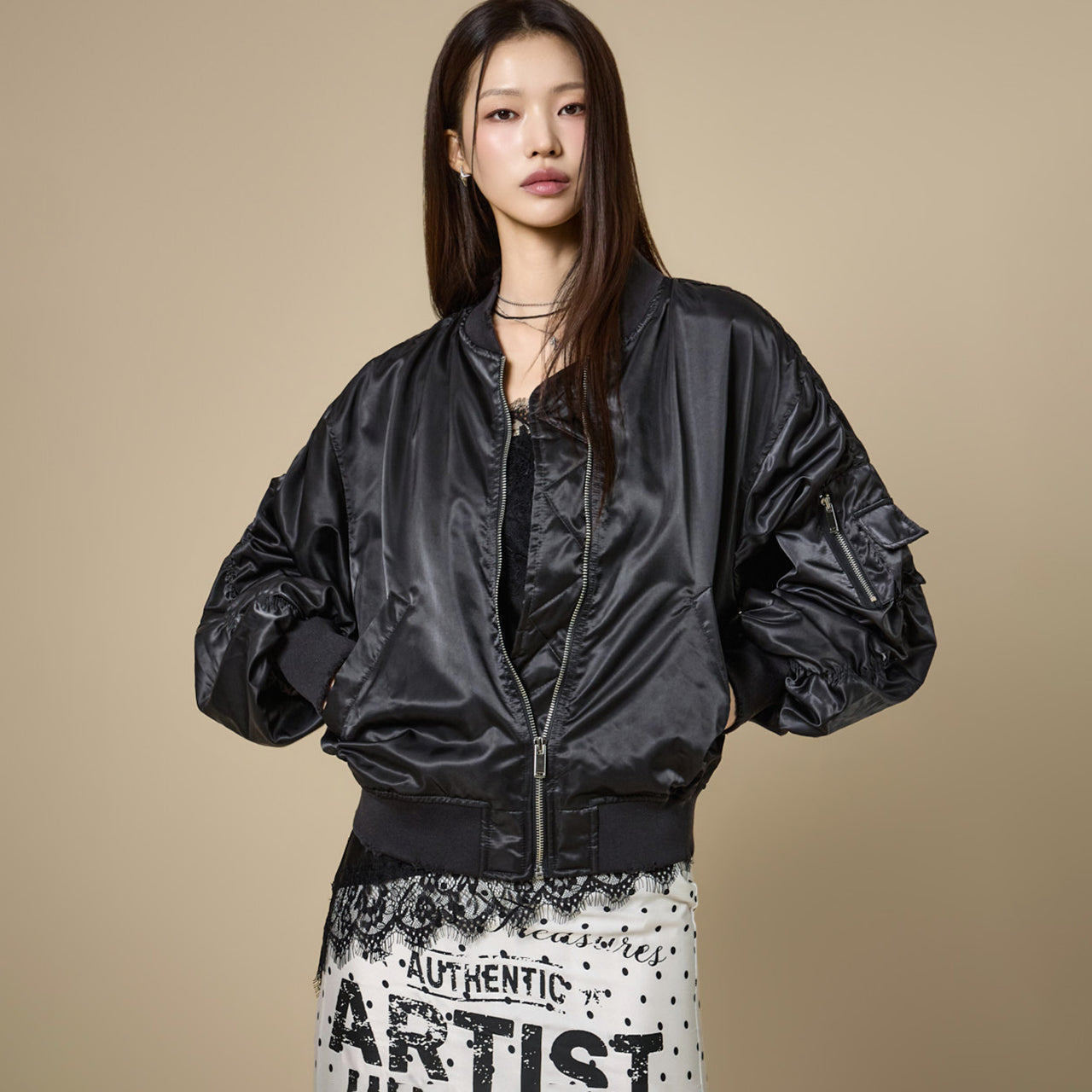 J3239 Printed Bomber Jumper