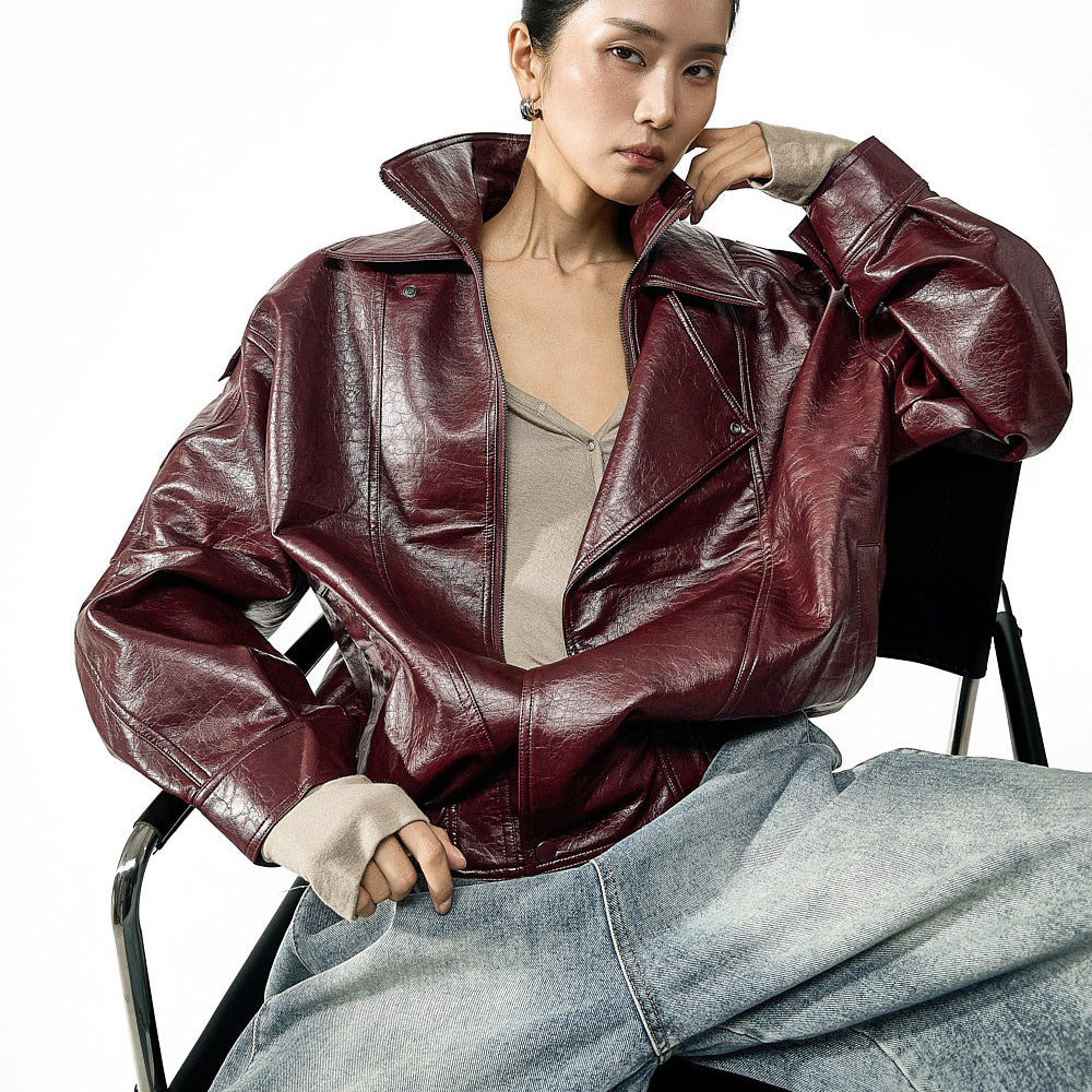 J3286 Leather Biker Jumper