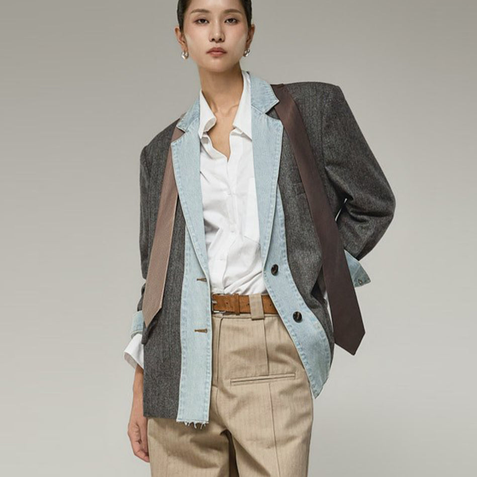 J3322 Denim Mix Wool Jacket