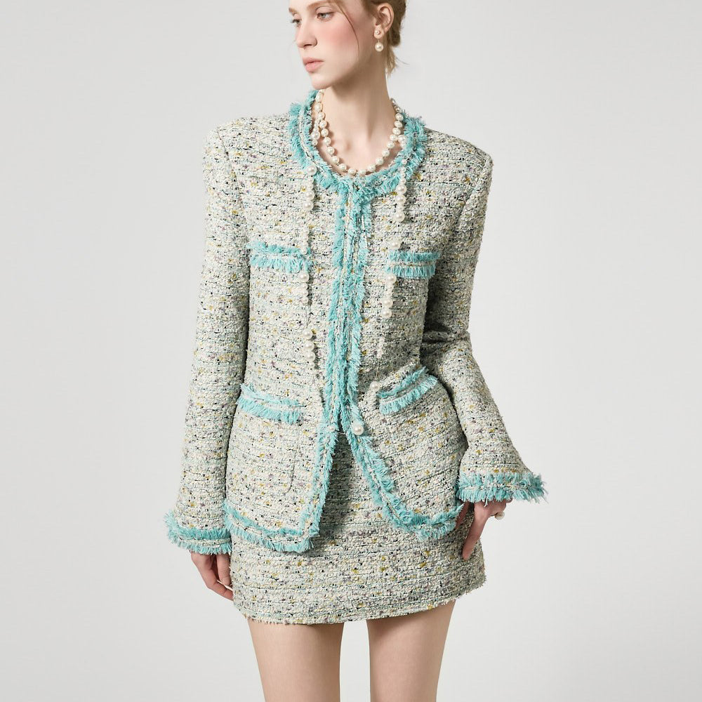 J9368 Fringe Tweed Jacket