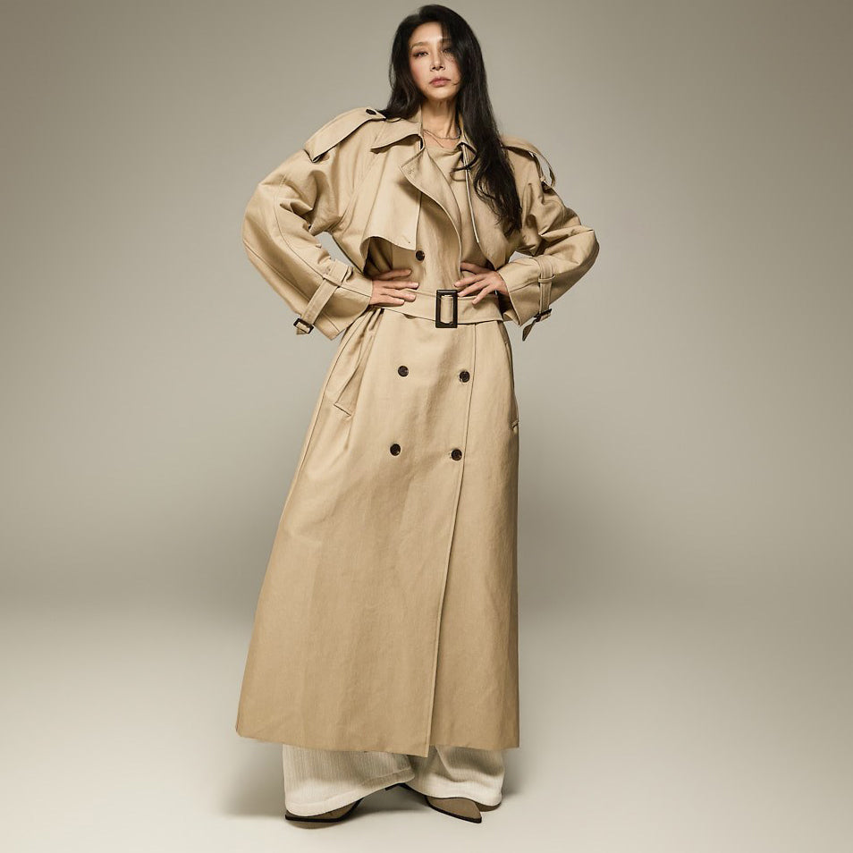J9382 Double Flap Trench Coat