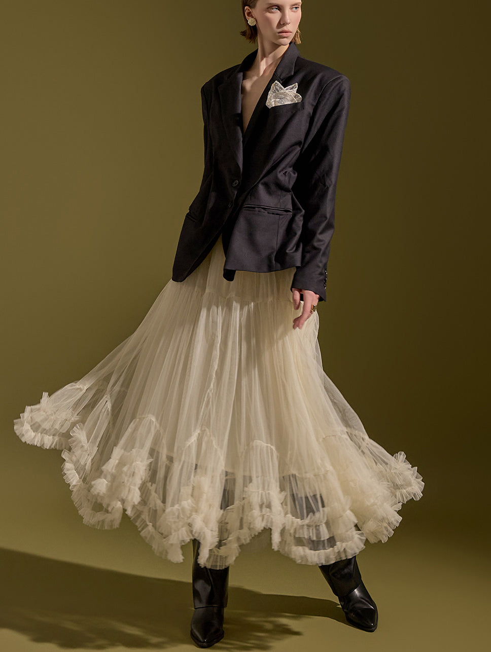 SK2524 Asymmetrical Tulle Skirt