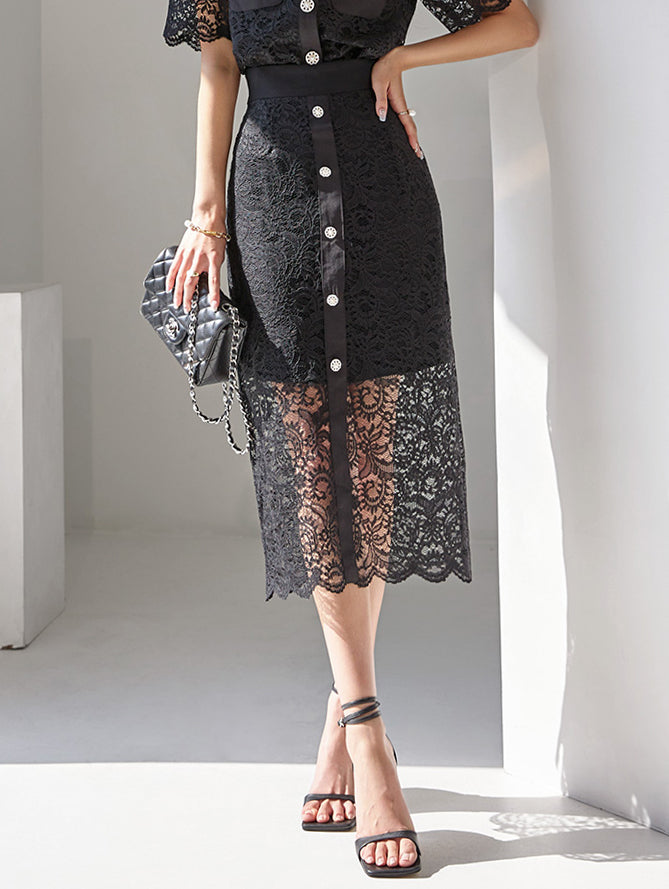 SK2468 Button Lace Skirt