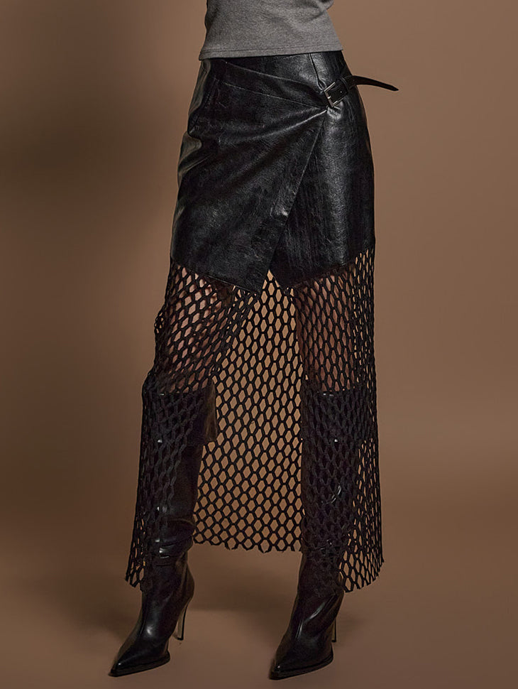 SK9261 Leather Wrap Skirt