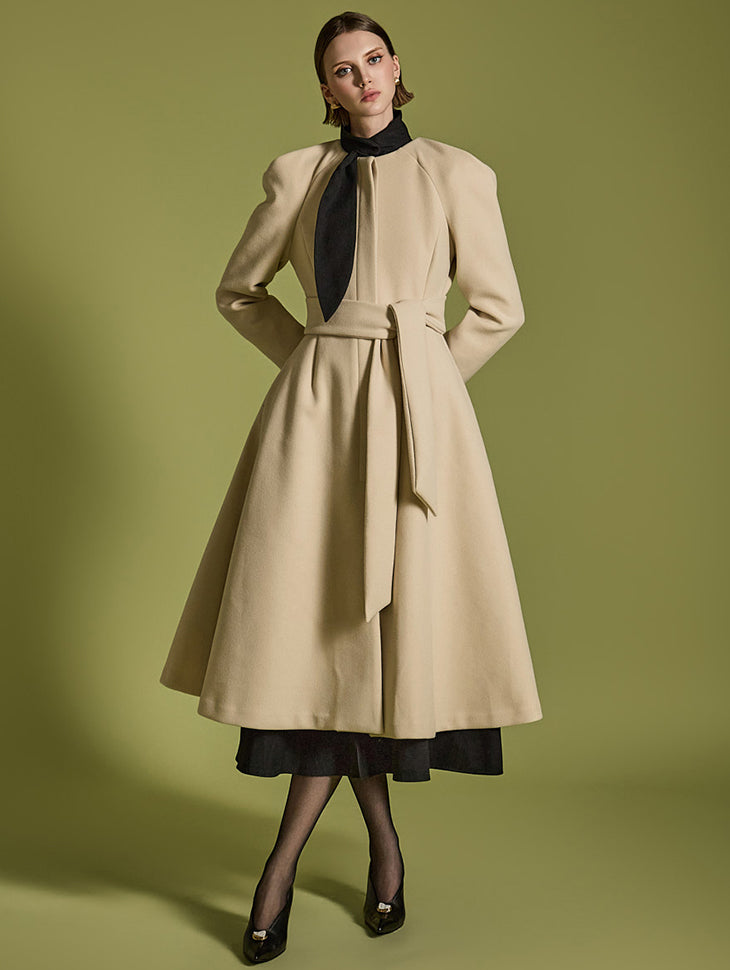 J2501 Flared Quilted Coat With Belt