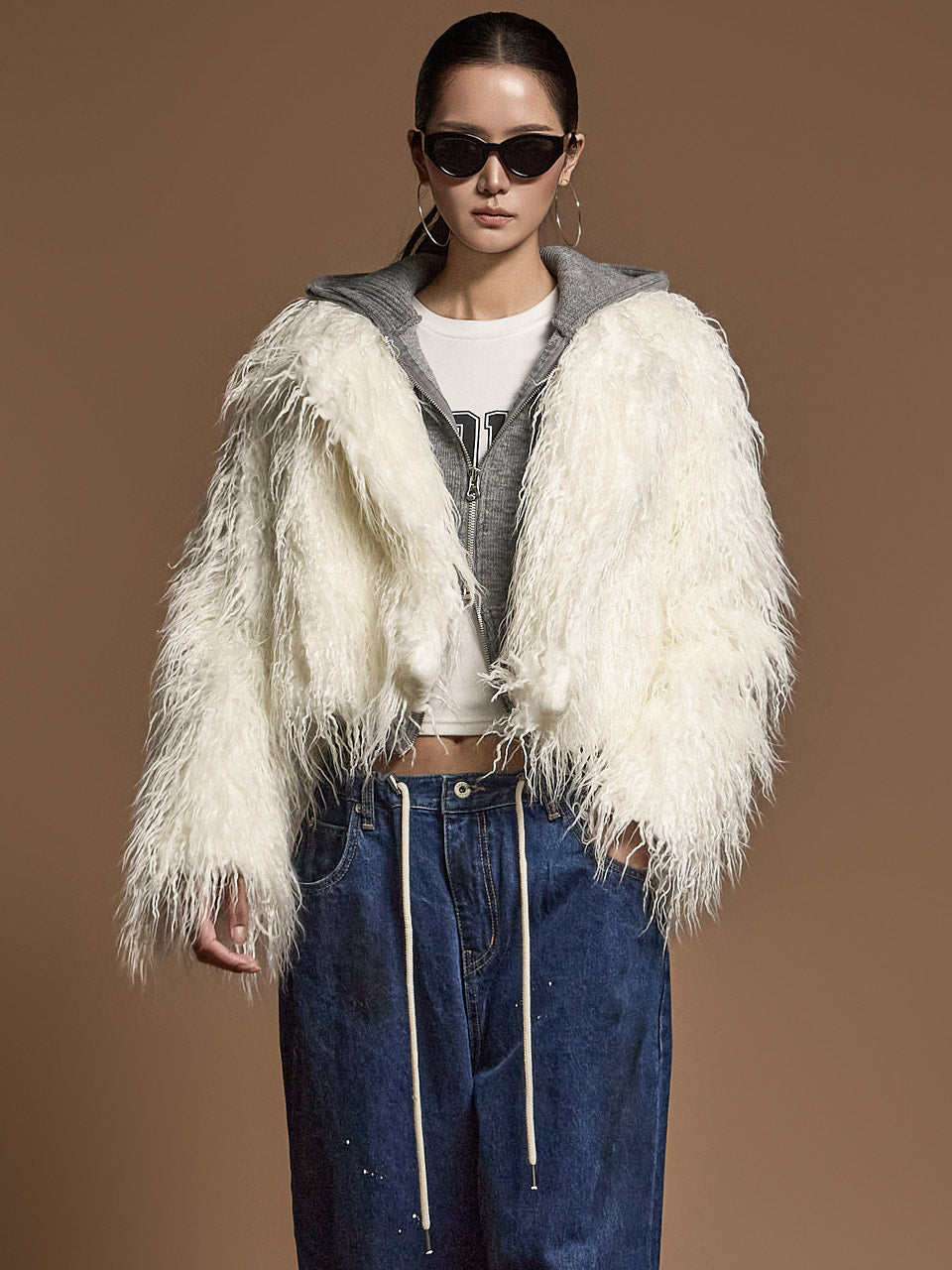 J2573 Fringe Fur Jacket