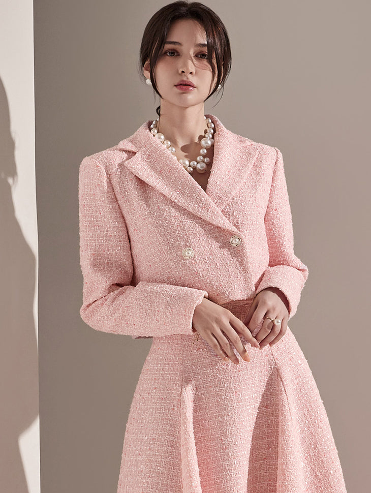 J2209 ツイードクロップダブルジャケット