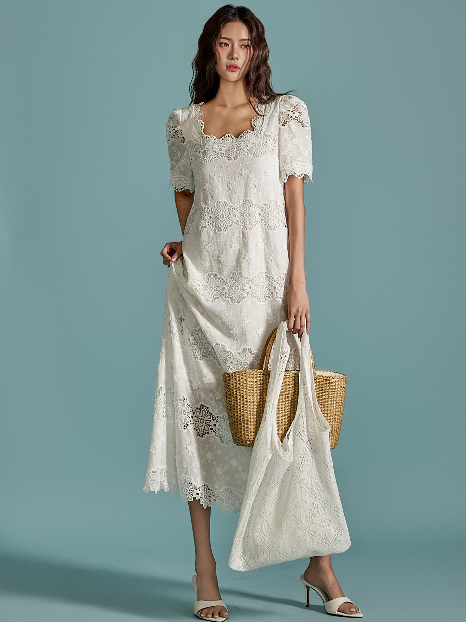 D5064 Embroidered Dress with Strap