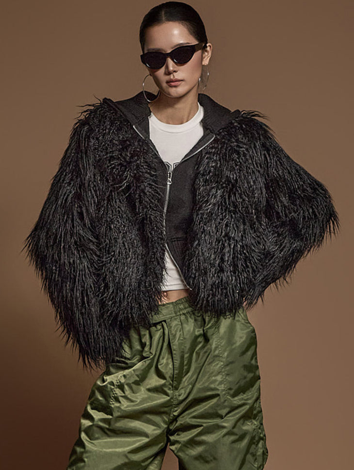 J2573 Fringe Fur Jacket