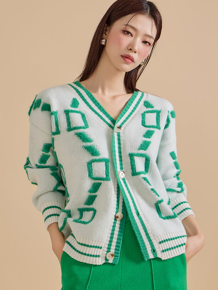 J2032 Color Chain Pattern Cardigan