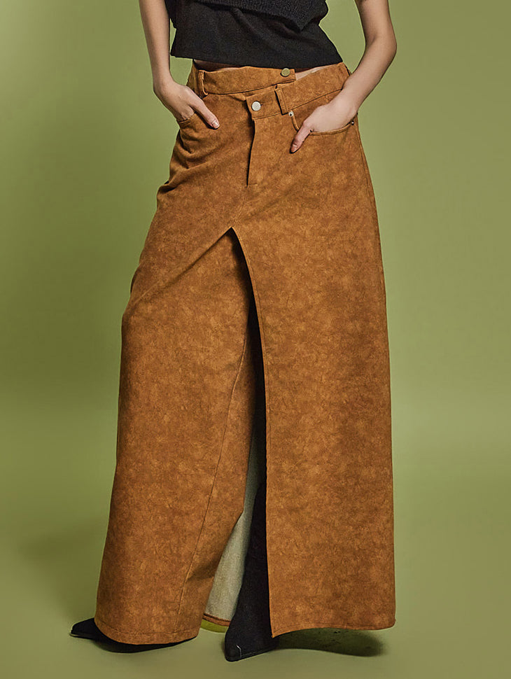 P3312 Suede Skirt Pants