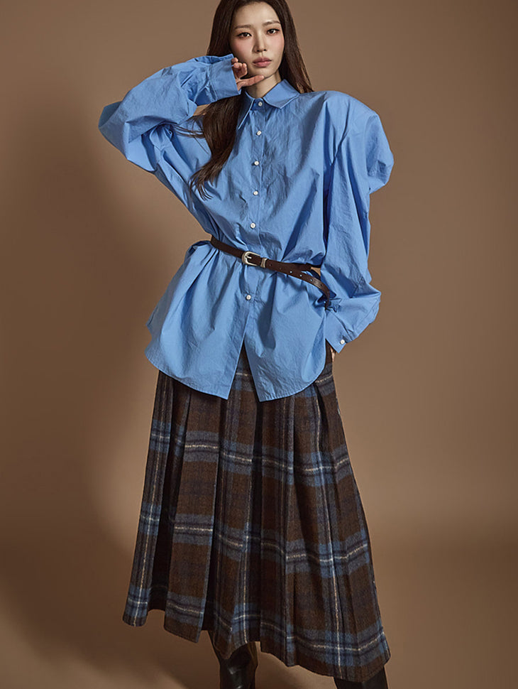 S697 Puff Sleeve Asymmetrical Shirt