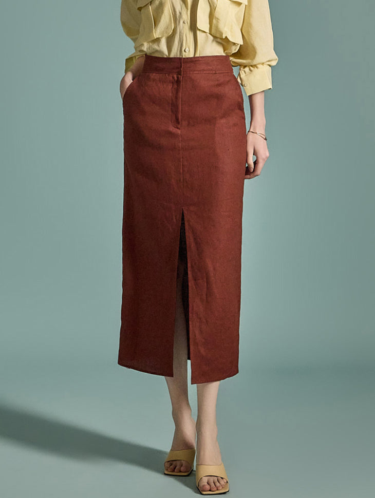 SK2784 Linen Slit Skirt