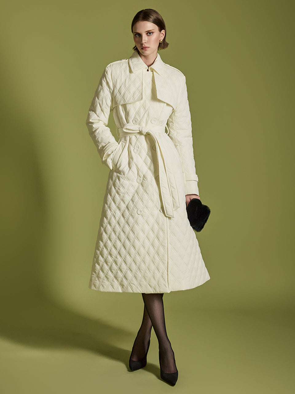 J2506 Quilted Coat With Belt