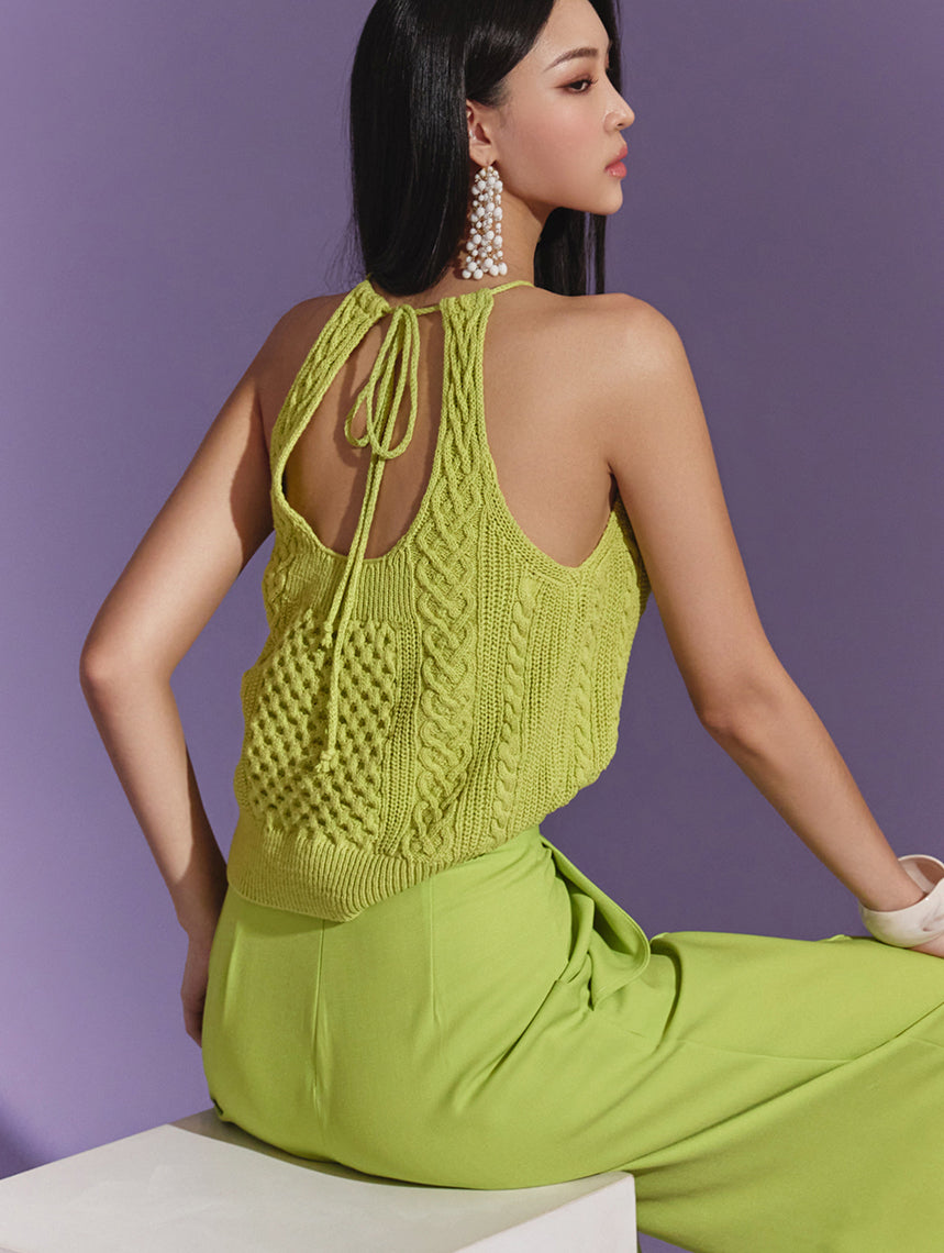 E3050 Knotted Halter Sleeveless Knit