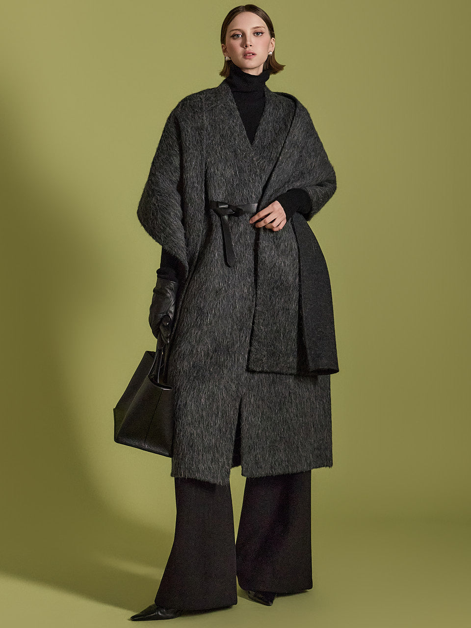 J2551 Handmade Wool Coat With Belt