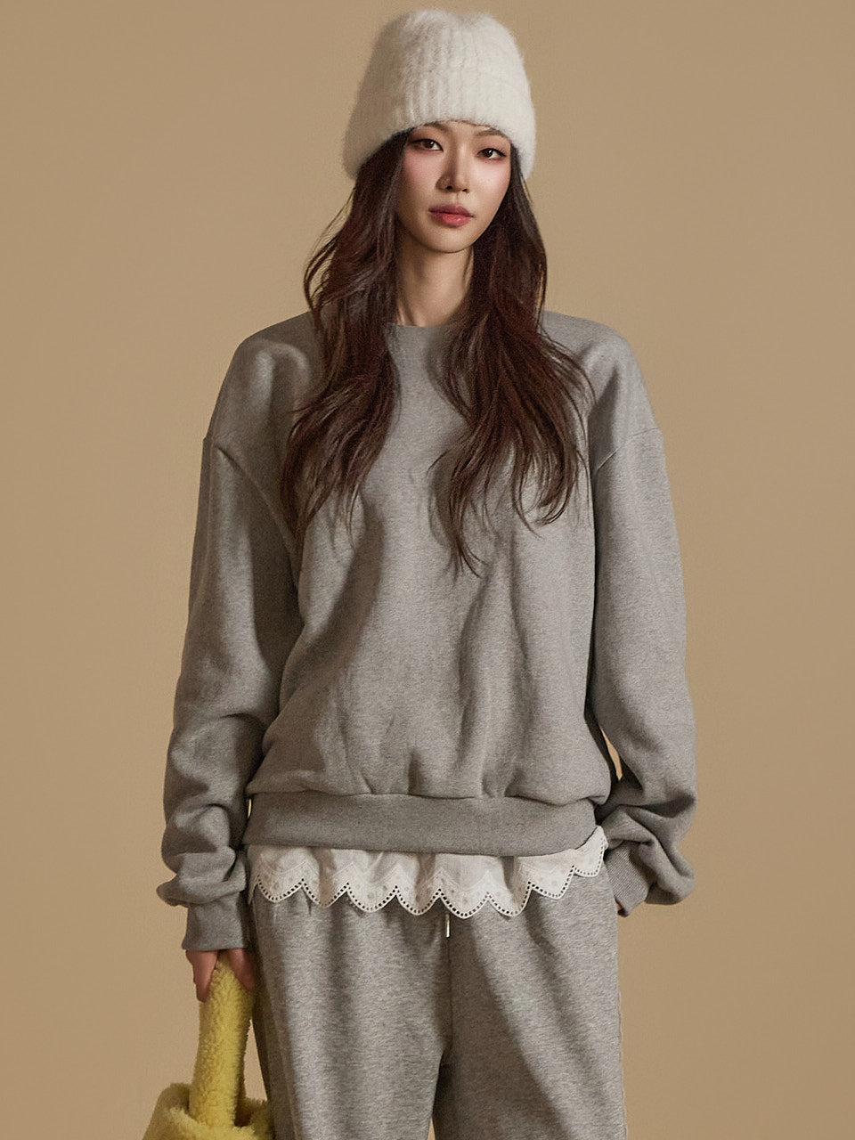 E3684 Lace Fleece-lined Sweatshirt