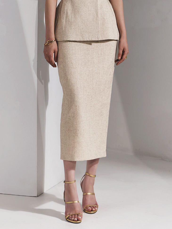 SK9198 Linen High-waist Long Skirt