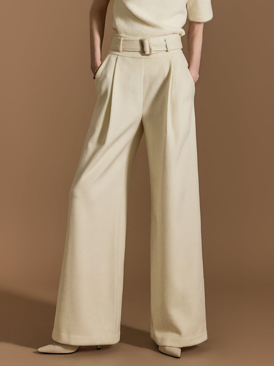 P3339 Wide Slacks With Belt *Addtional L Size Version*