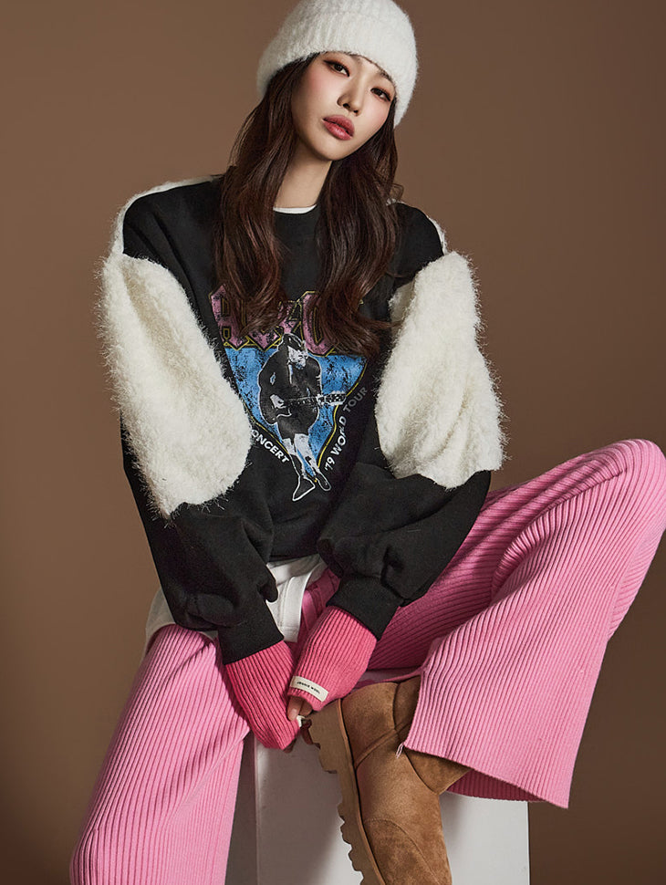 E3648 Fur Printed Sweatshirt