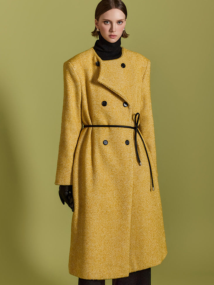 J2555 Herringbone Coat With Belt