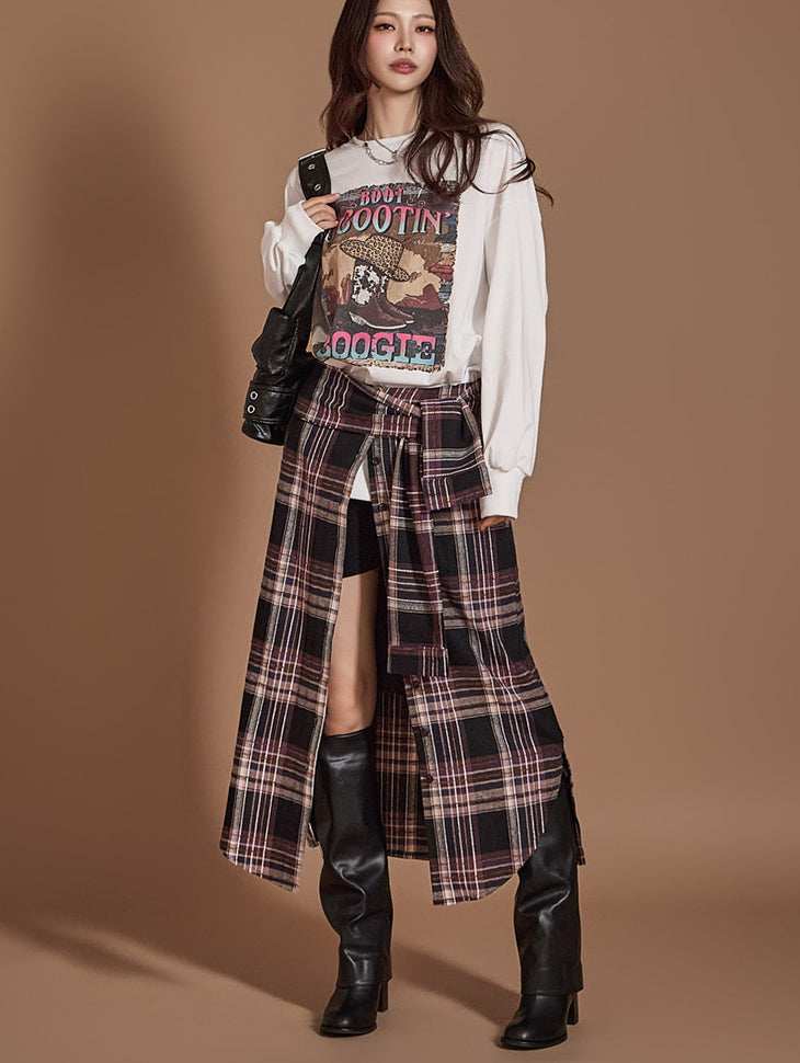 SK2826 Plaid Strap Skirt