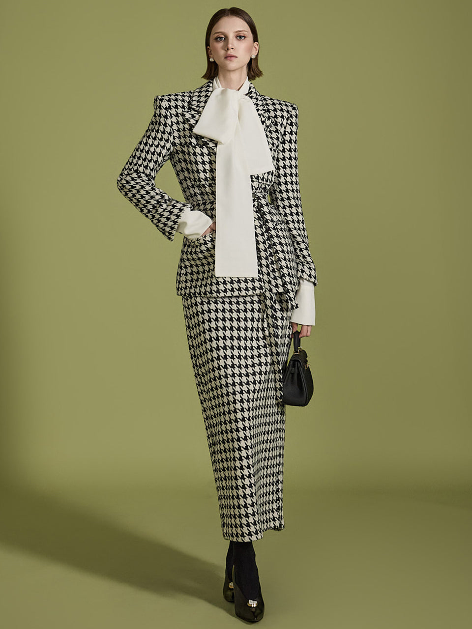 TP1979 Hound check Jacket and Skirt Set