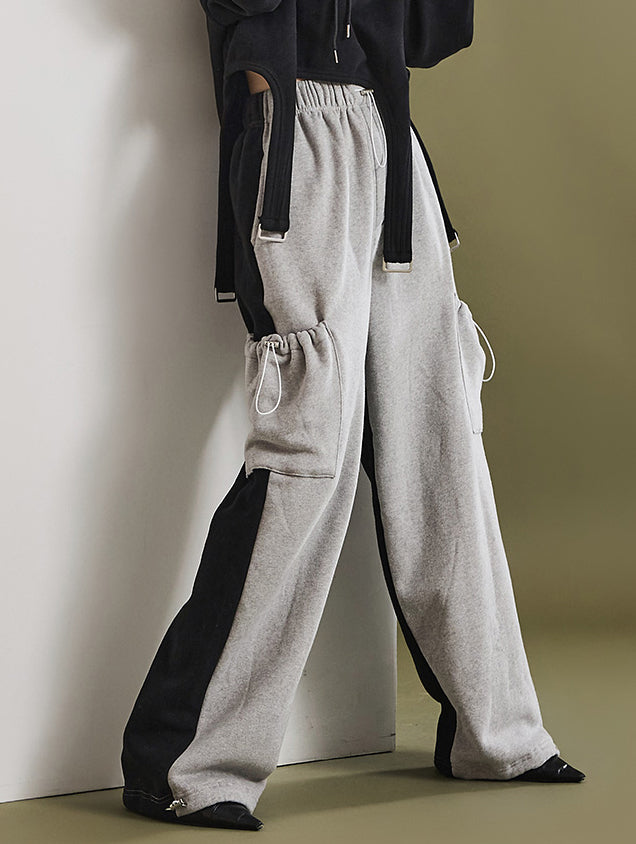 P2995 Color Contrasting Fleece-lined Sweat Pants