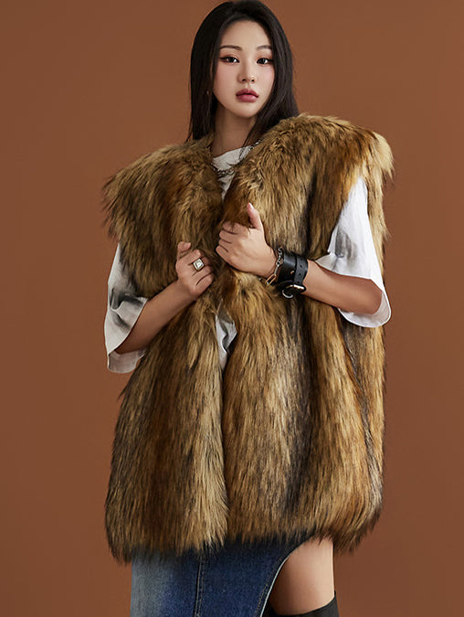 J1416 Fake Fur Vest