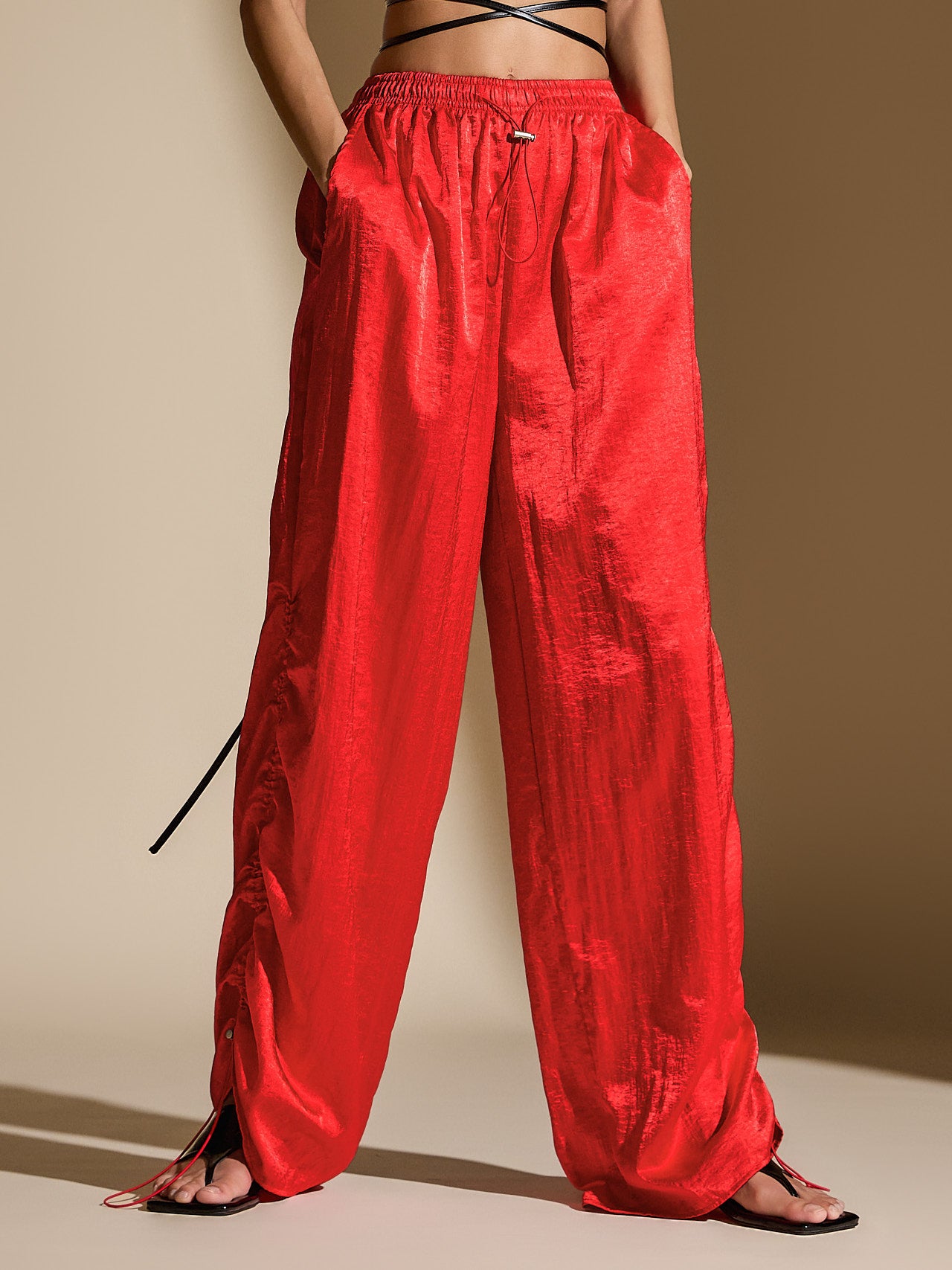 P3229 Metallic Shirring Pants