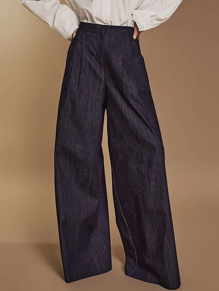 P3258 Wide Denim Slacks