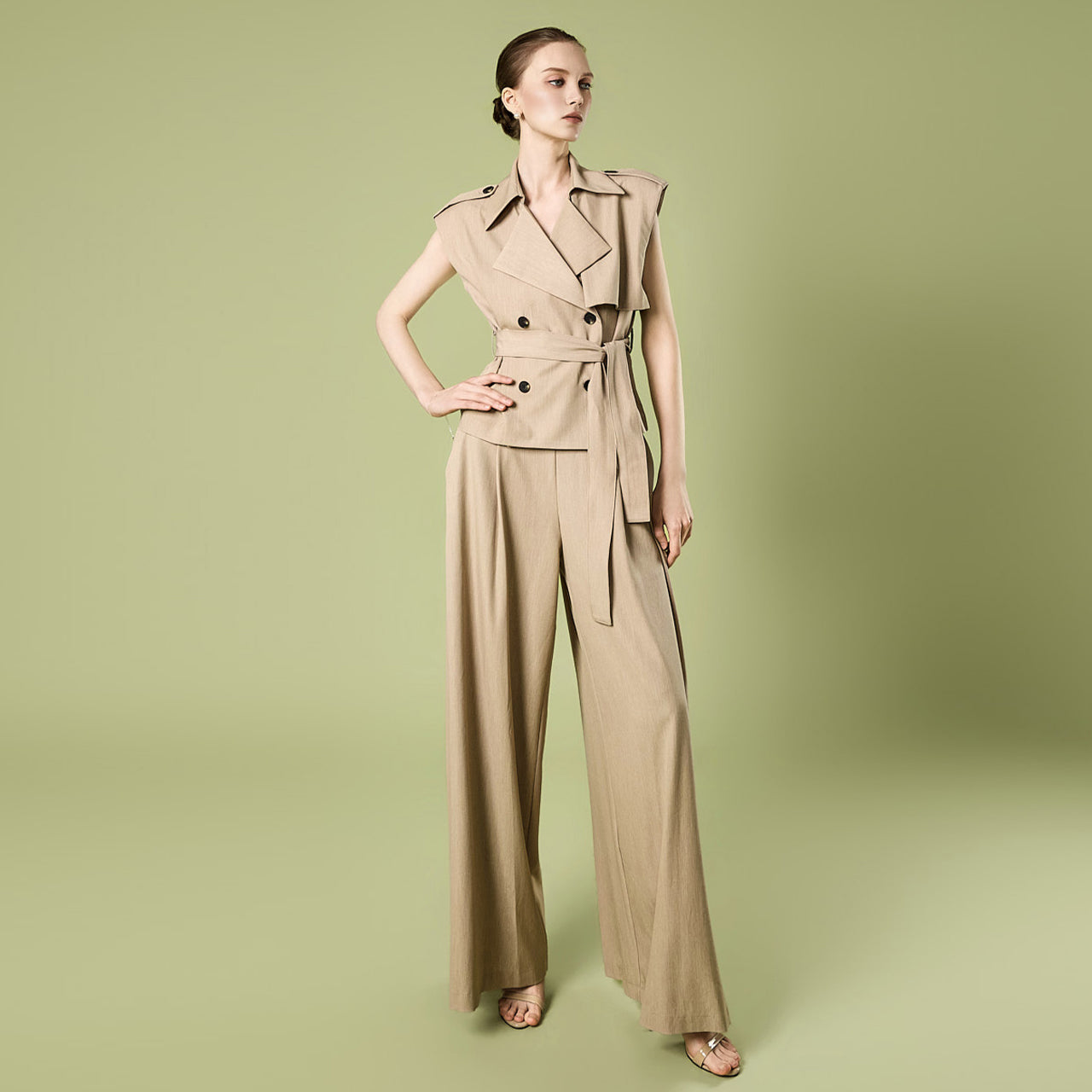 P3851 Wide Pintuck Slacks