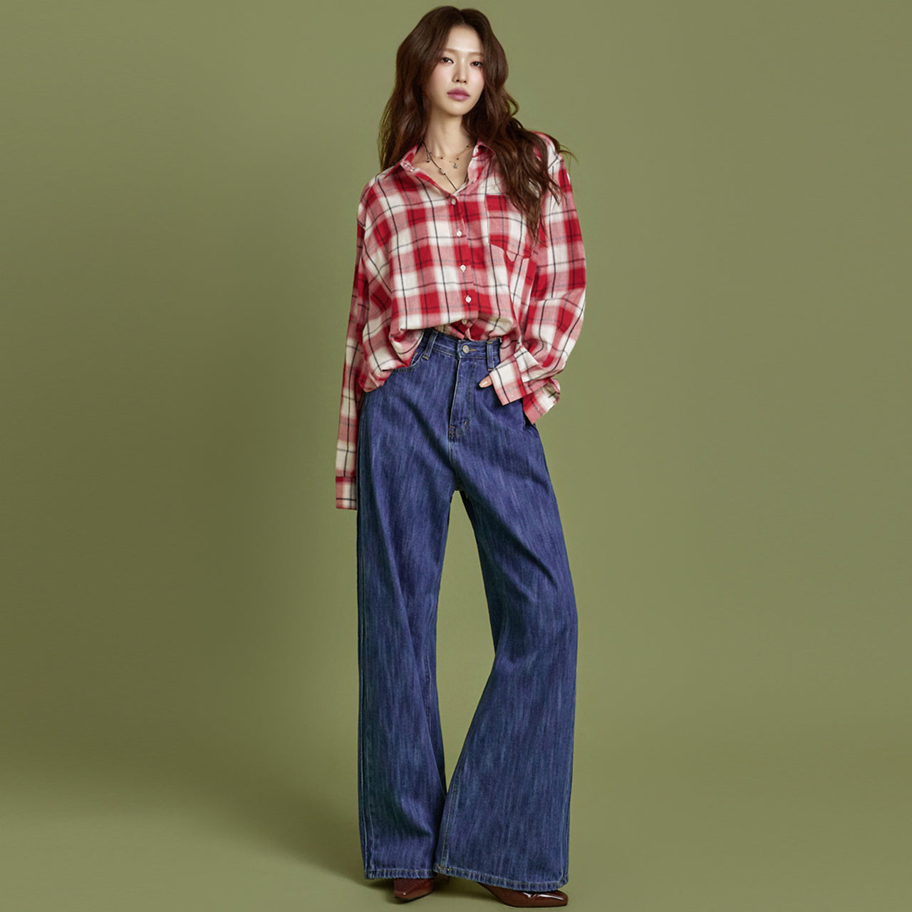 PJ604 Straight Wide Jeans