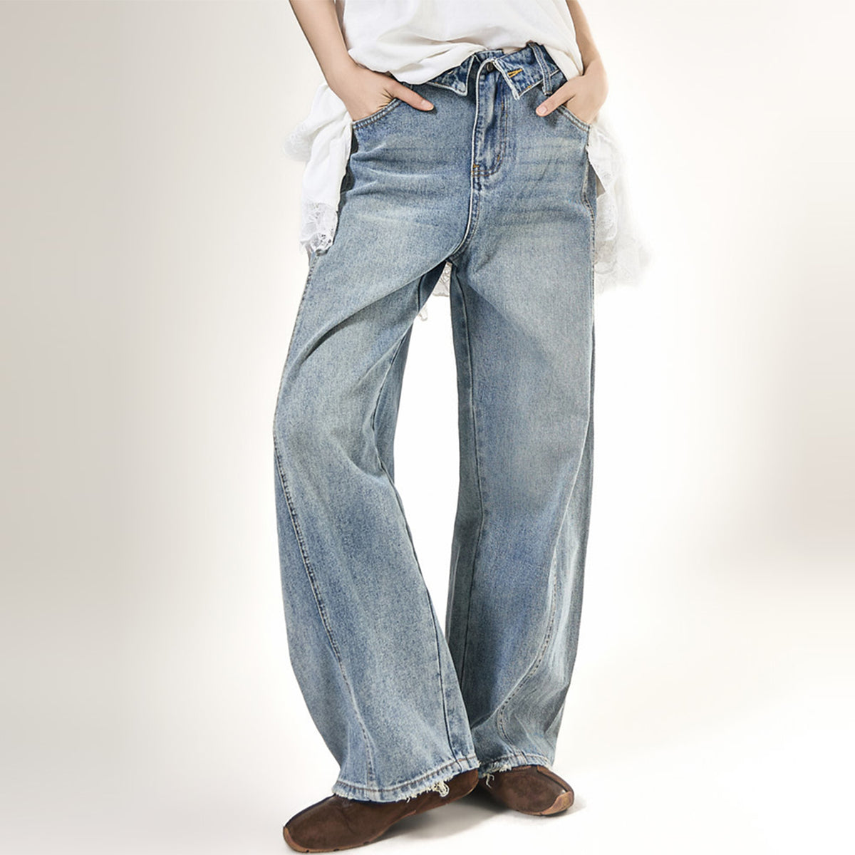 PJ673 Washed Balloon Jeans