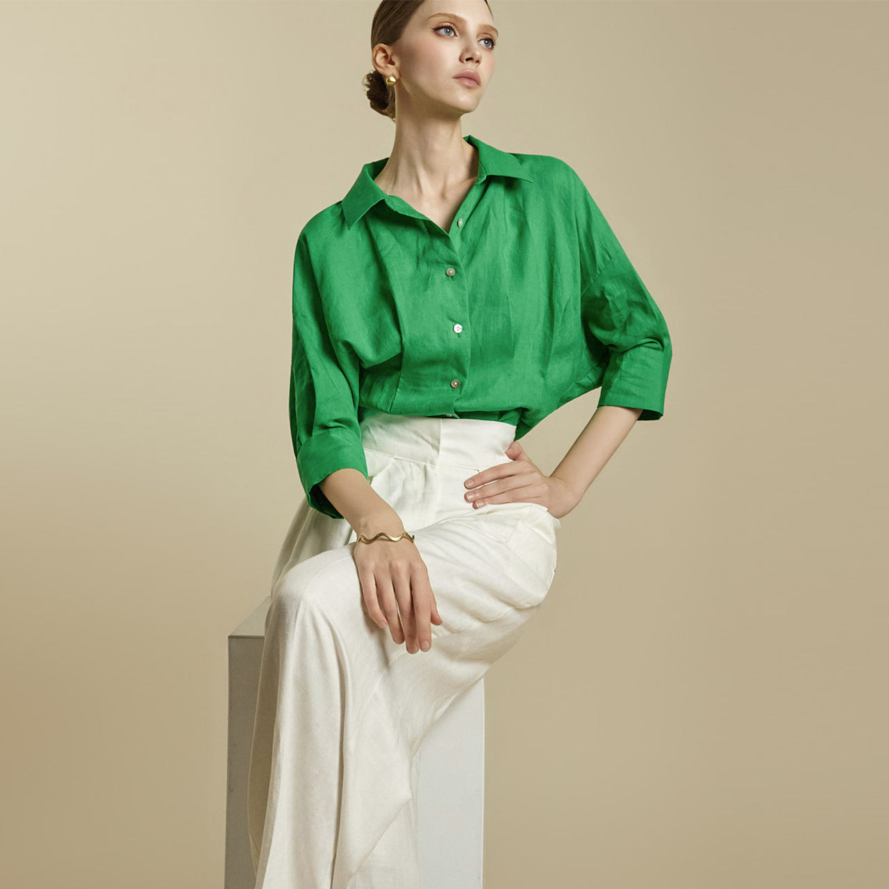 S384 Linen Collar Shirt