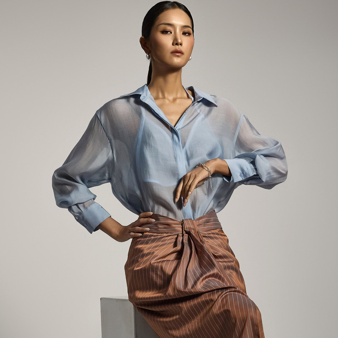 S759 Sheer Shirt With Bustier