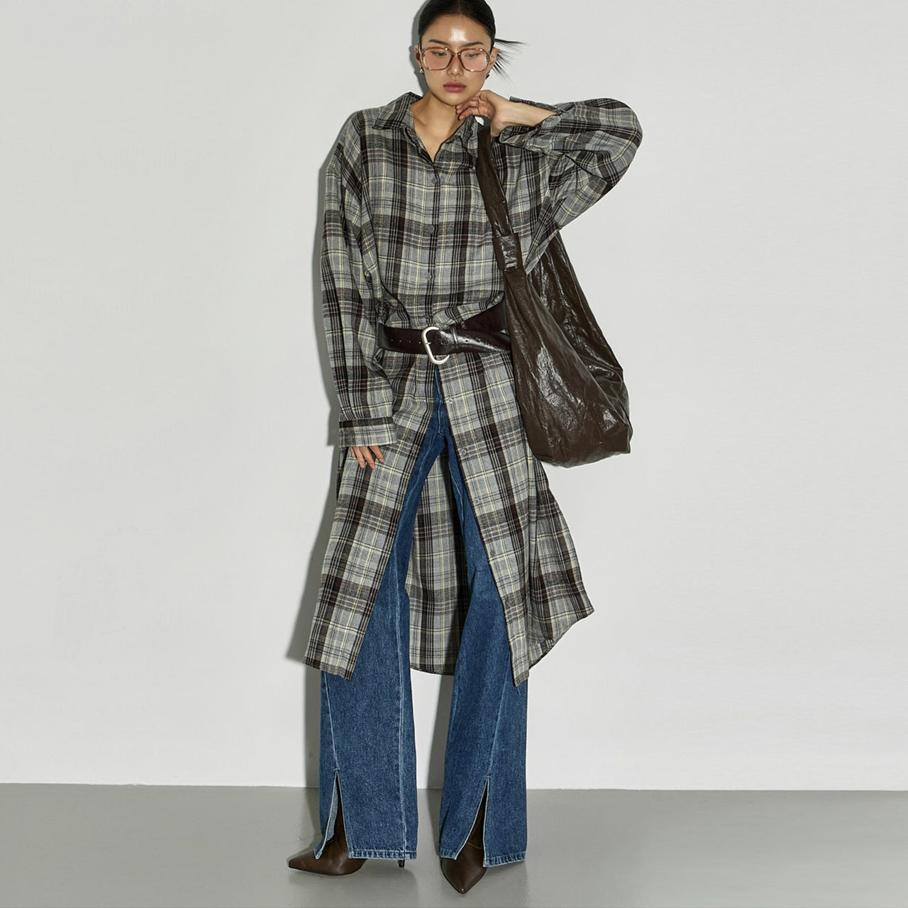 S823 Check Long Shirts