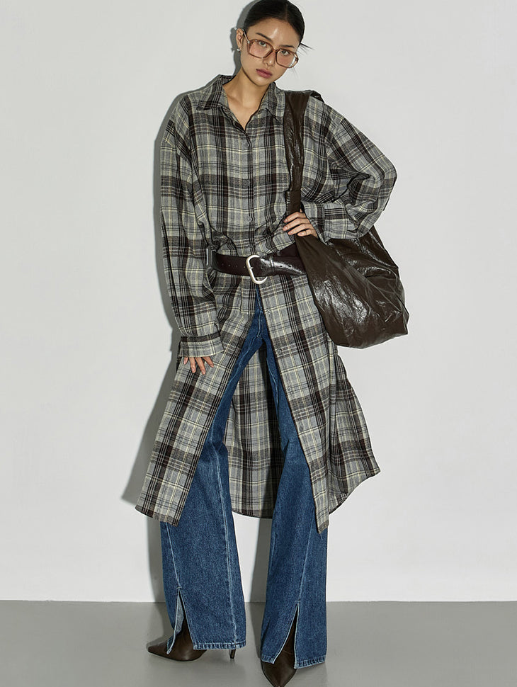 S823 Check Long Shirts