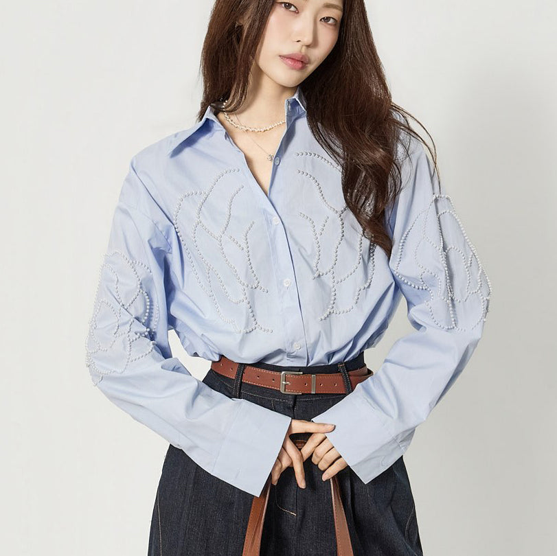 S859 珍珠花衬衫