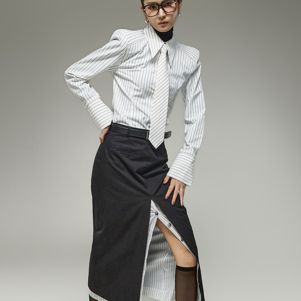 S9044 Tie Set Striped Shirts