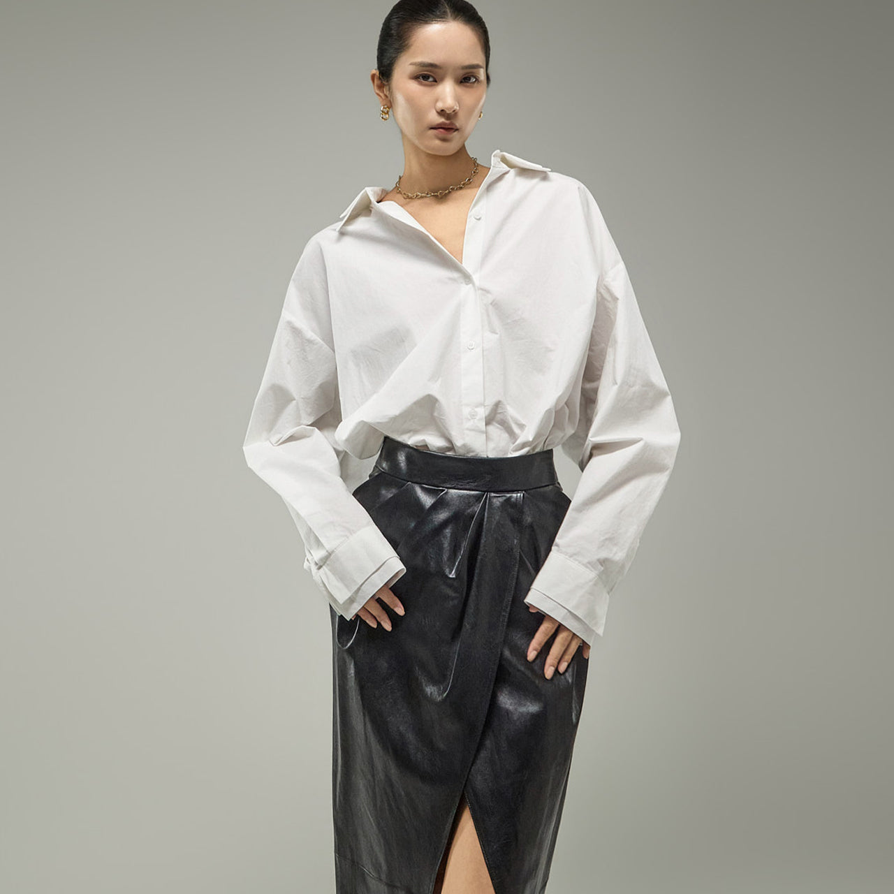 S909 Contrast Double Collar Shirts