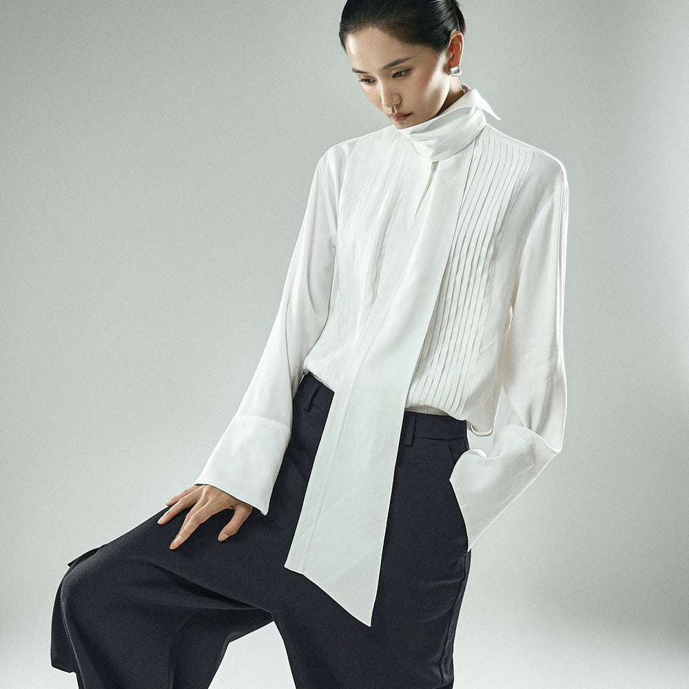 S918 High-Neck-Long Tie Shirts