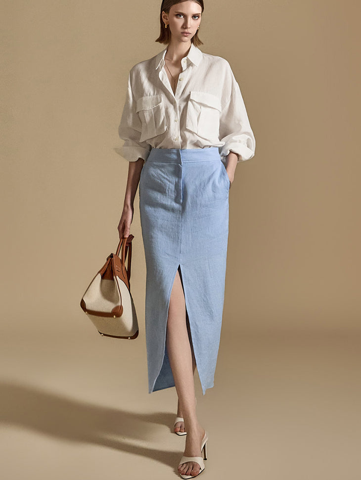 SK2784 Linen Slit Skirt