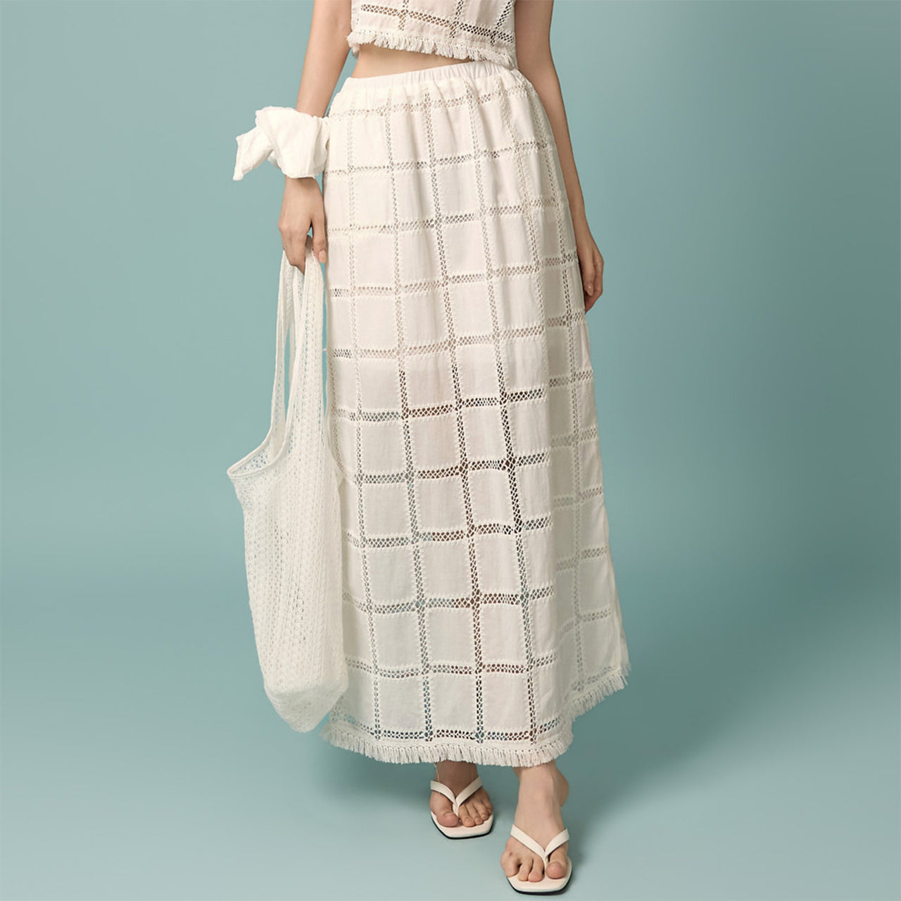 SK3240 Fringe Check Skirt