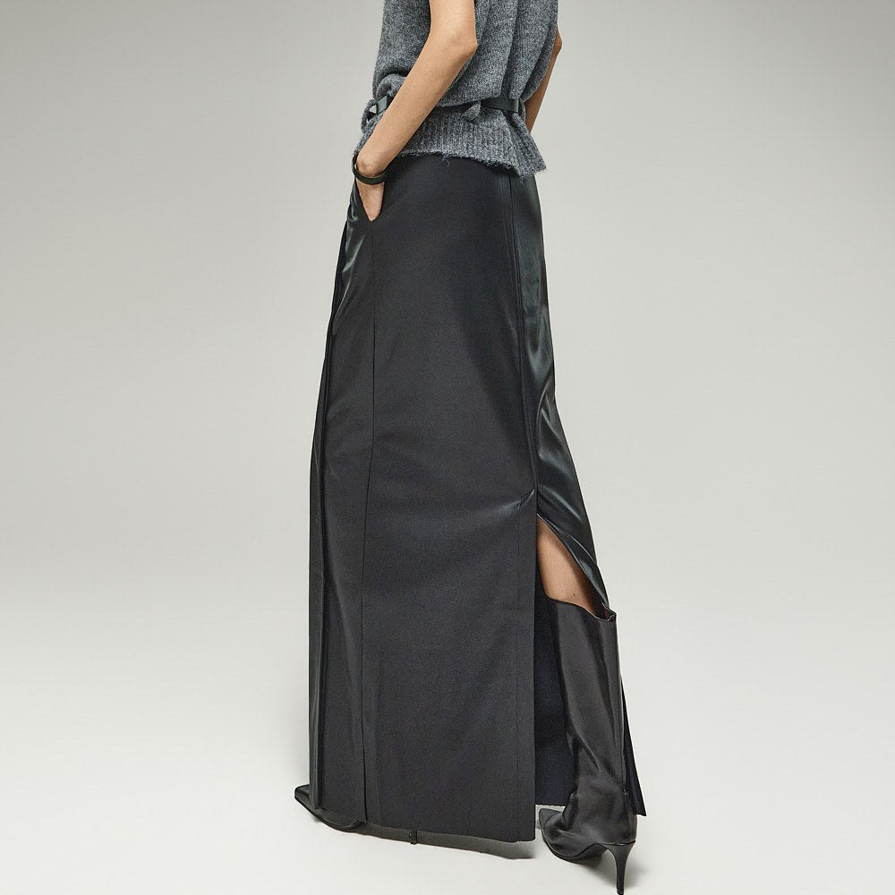 SK3291 Leather Pintuck Skirt